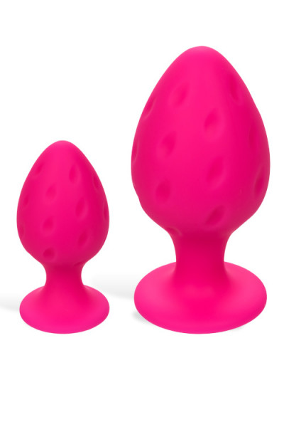 California Exotic Cheeky Pink Silicone Butt Plug Set (2 Pce)