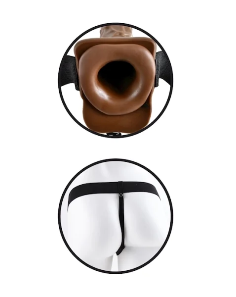 Fetish Fantasy Series 7 Inch Vibrating Hollow Strap-on With Balls - Brown - 7.4 Inch