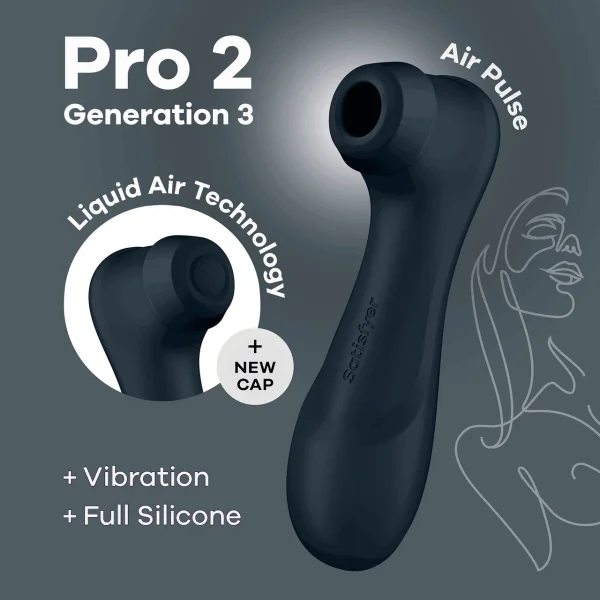 Satisfyer Pro 2 Generation 3 Pressure Wave Rechargeable Waterproof Stimulator - Dark Grey