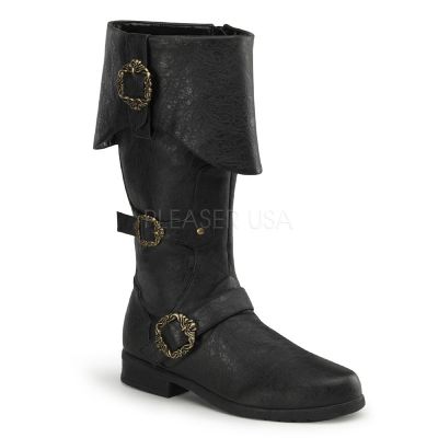 CARRIBEAN 299 Cuffed Knee Boot W Octopus Buckles Inner Side Zip