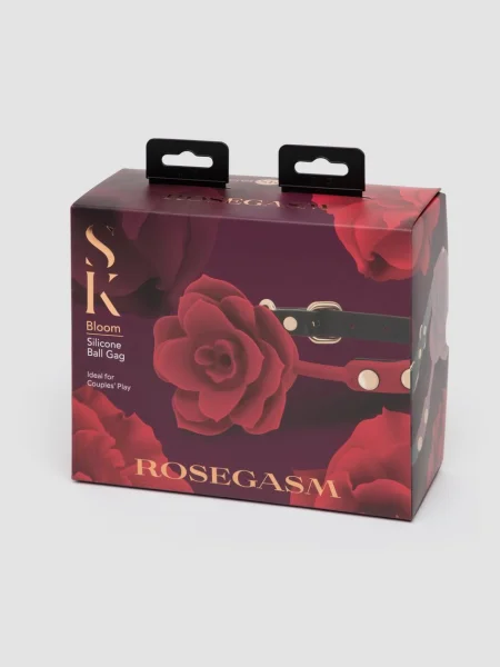 Rosegasm Bloom Secret Kisses Silicone Rose Ball Gag with Leather Strap