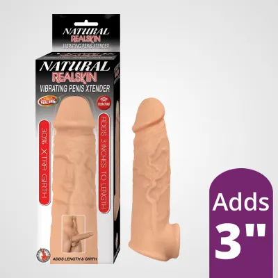 Natural Realskin Vibrating Penis Xtender White