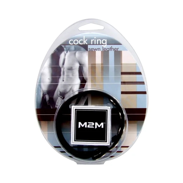 M2M Cock Ring Sewn Leather 5 Snaps Black