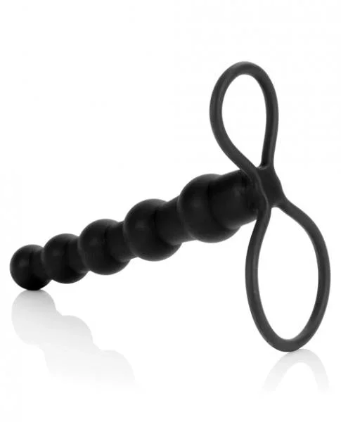 Silicone Love Rider Beaded Dual Penetrator - Black