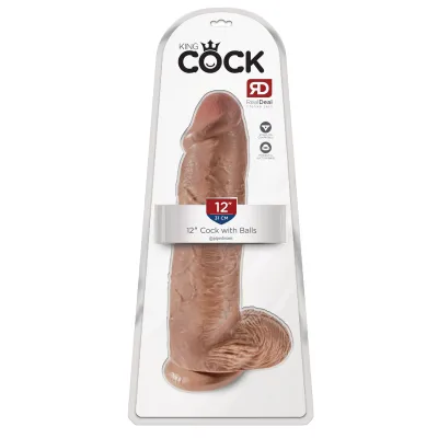 King Cock 12 Cock With Balls Tan