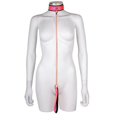 Bondara Pink Kink Rose Gold Soft Velcro Bondage Collar And Leash
