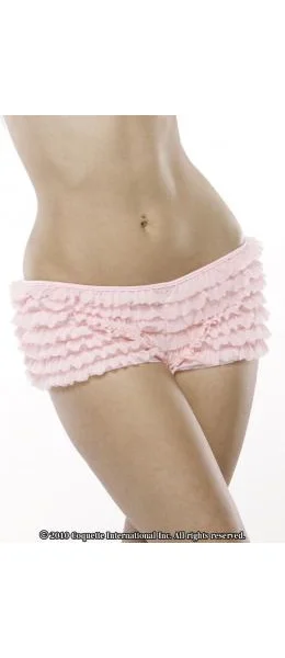 Ruffle Shorts Back Bow Detail Pink O/S