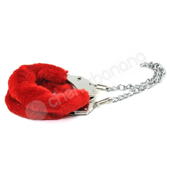 Ouch Red Pleasure Furry Legcuffs