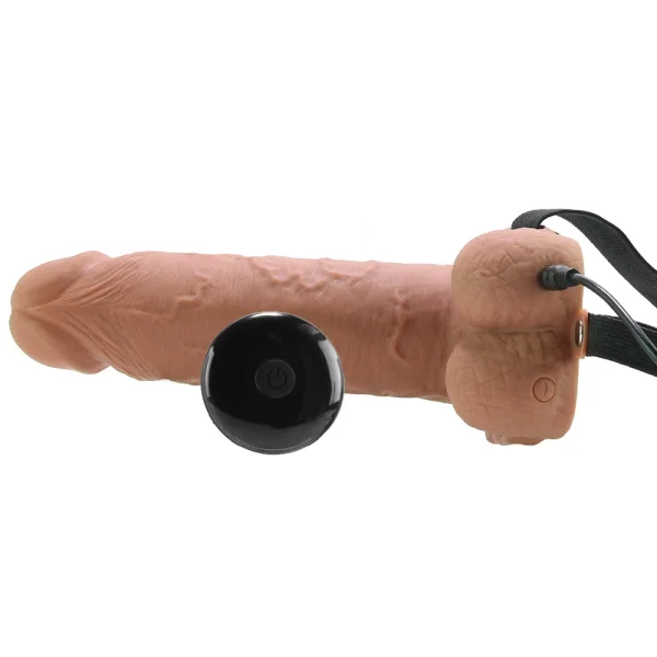 Fetish Fantasy Series 7" Hollow Rechargeable Strap-on With Remote - Tan