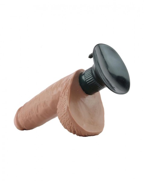 King Cock  7  Inch Vibrating Dildo With Balls - Tan