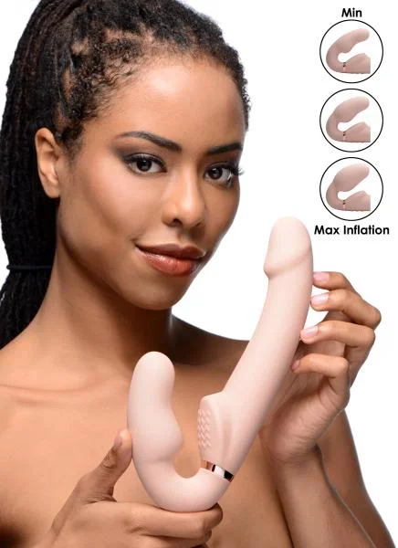 10X Evoke Ergo Fit Inflatable & Vibrating Strapless Strap-On Beige — image 5 of 8