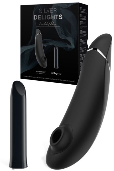 Womanizer Silver Delights Collection Premium Clitoral Stimulator & Tango Mini Vibrator