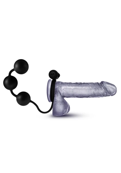 Anal Adventures Platinum - Silicone Anal Beads with Vibrating C-Ring
