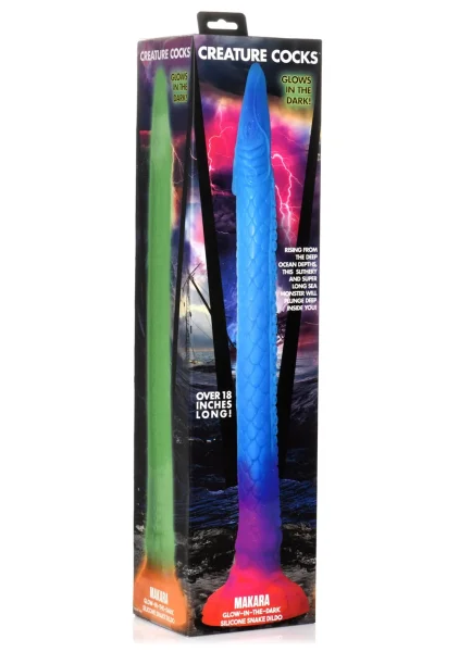 Makara Glow-In-The-Dark Snake 18.25" Silicone Suction Cup Dildo By Creature Cocks