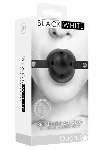 Ouch! Breathable Ball Gag with Bonded Leather Straps