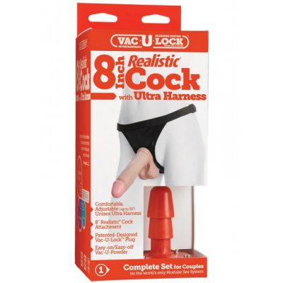 Ultra Harness 2 Set 3 Vac U Lock Strap On with 8 Realistic Dildo
