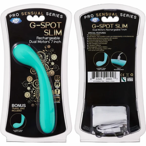 Cloud 9 G-Spot Slim 7 Inch Flexible Rechargeable G-Spot Vibrator - Teal