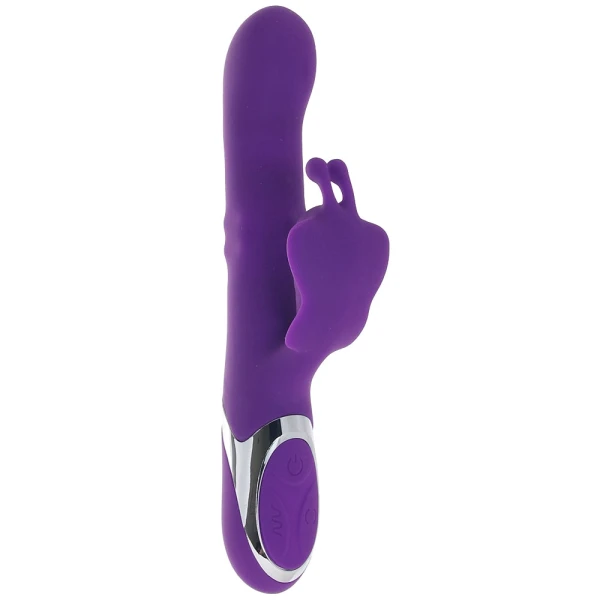 Enchanted Flutter Rechargeable Dual Stimulation Silicone Vibrator With Thrusting Tip & Rotating Beads By CalExotics