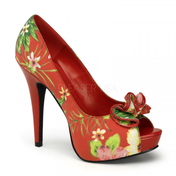 LOLITA-11 - Peep Toe Platform Pump W/ Ruffle Detail At Toe