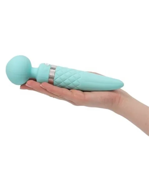 Sultry Dual Action Wand Vibrator - Teal