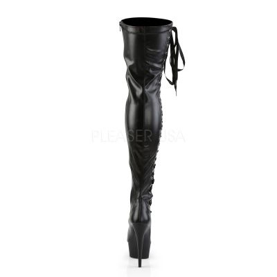 6 inches Heel 1 3 4 inches PF Thigh Boot W Side Ribbon Lace Side Zip