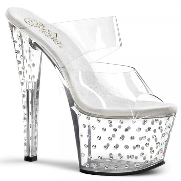 STARDUST-702 - 7" Rhinestone Studded Platform Slide