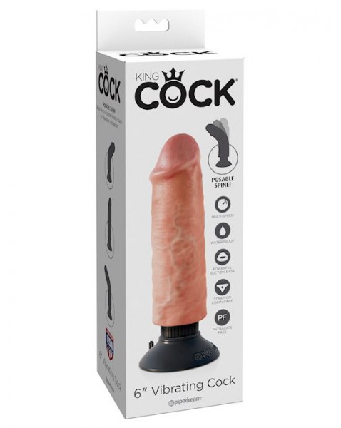 King Cock 6 Vibrating Cock - Flesh - 6 Inch