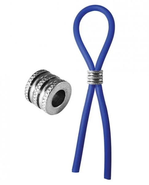 Bolo Silicone Lasso & Grooved Stainless Steel Slider Blue