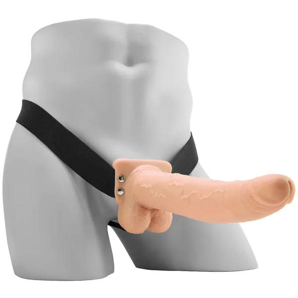 Fetish Fantasy Series 9" Hollow Rechargeable Strap-on With Balls - Flesh