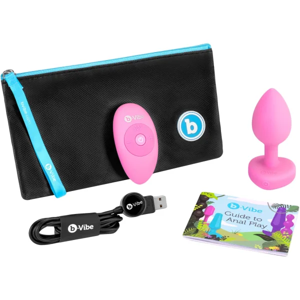 B-Vibe Vibrating Heart Plug Small/Medium - Pink Topaz