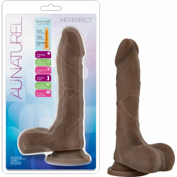 Au Naturel Mr. Perfect Sensa Feel Dual Density Dildo By Blush - Chocolate