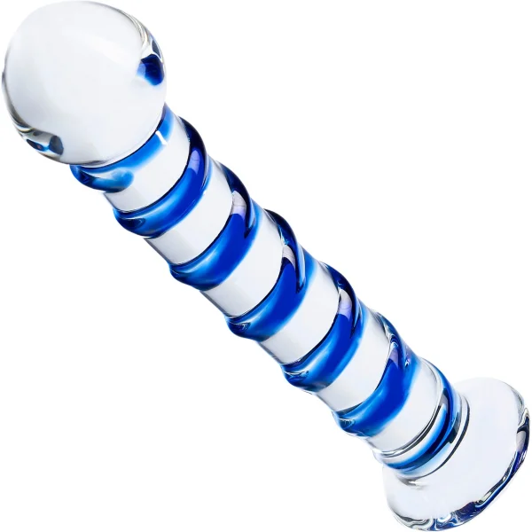 Glas Blue Spiral Glass Dildo