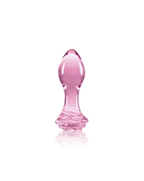 Crystal Rose Butt Plug  - Pink - 3.5 Inch