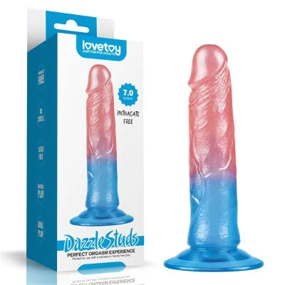 Dazzle Studs Dildo 7in Pink Blue