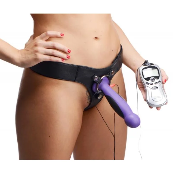 Fuse Electro Stimulating Harness Dildo Purple