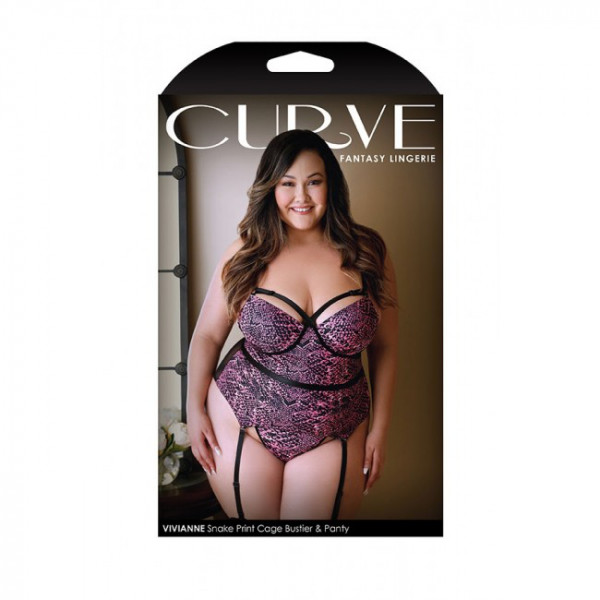 Curve - Vivianne Snake Print Bustier & Panty (Plus Size)
