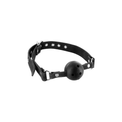 Fetish Tentation Premium Leather Gag with Stiff Ball