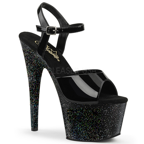 7 inches Heel, 2 3/4 inches PF Ankle Strap Sandal W/Mini Glitters — image 17 of 25