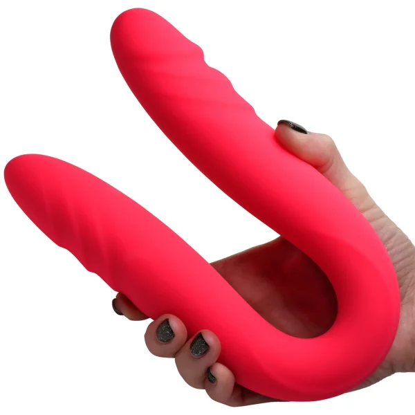 Inmi 7X Double Down Rechargeable Silicone Double Vibrating Dildo With Remote - Pink — image 4 of 7