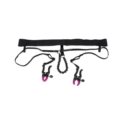 Pearl String With Silicone Clamps Black