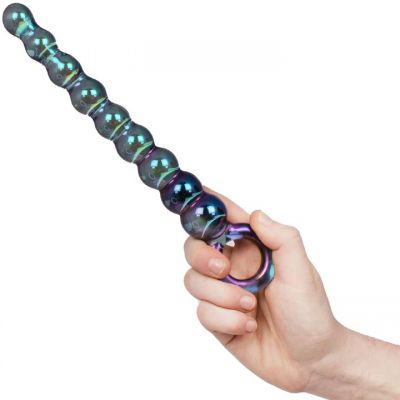 Glacier Glass Aura Anal Beads 10 Inch
