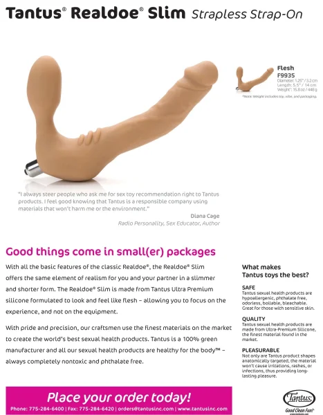 Tantus - Realdoe Slim - Realistic Strapless Strap-On