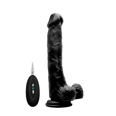 Vibrating Realistic Cock 10 With Scrotum Black