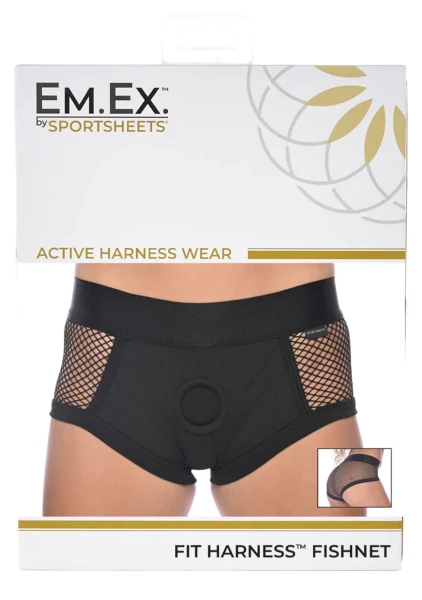 EM.EX. Fit Harness Fishnet Strap-On Harness Brief By Sportsheets - Large, Waists 28" to 31"