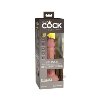 King Cock Elite Vibrating Silicone Dual density Cock 6 In Light