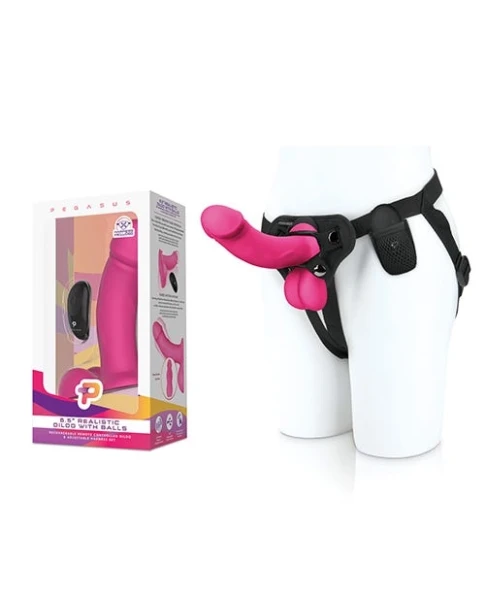 Pegasus 6.5-Inch Remote Controlled Realistic Dildo with Balls & Adjustable Harness