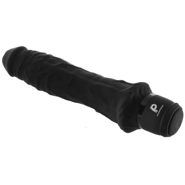 Powercocks Girthy Realistic Silicone Waterproof Rechargeable 8" Vibrator - Black
