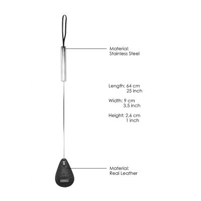 Metal Oval Spike Keel Crop 24 Soft Leather Black BDSM Sex Toys