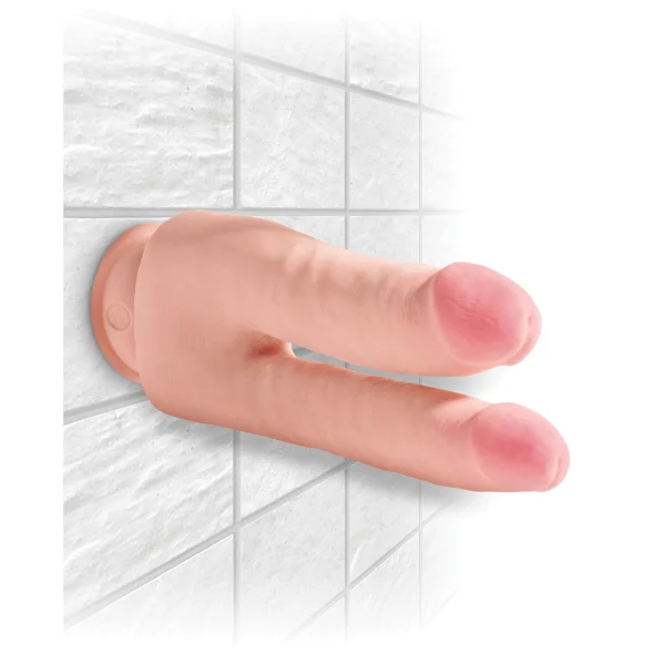King Cock Plus 9.5" Triple Density Double Penetrator Dildo With Suction Cup Base - Vanilla