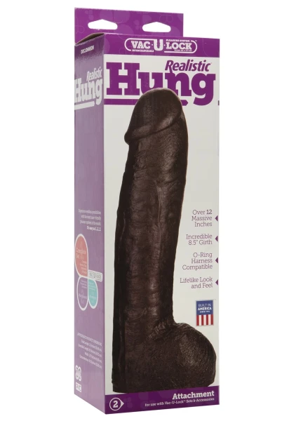 Doc Johnson Vac-U-Lock Realistic Hung 12" Cock - Chocolate
